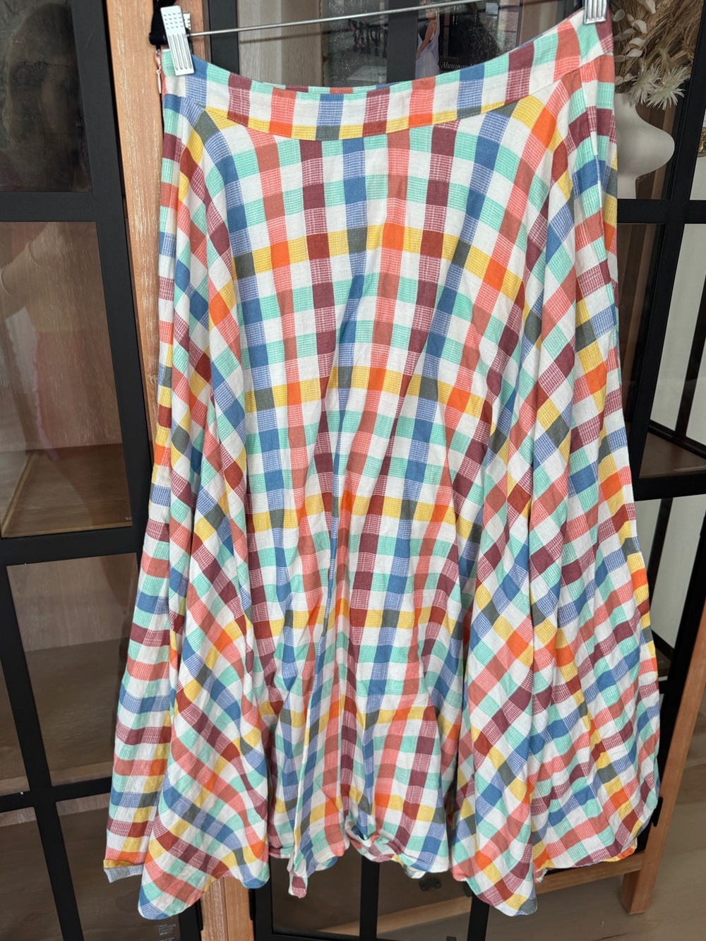 Maeve Anthropologie Plaid Skirt Evelyn Cotton Midi Checkered colorful maxi - Picture 2 of 6